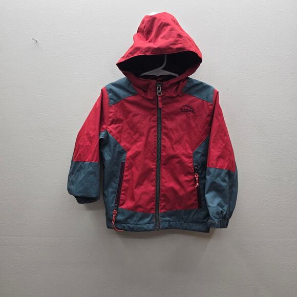 L.L. Bean Other - L.L. Bean Windbreaker Hooded Full Zip Jacket Outdoor Hiking Gorpcore Red Gray 3T